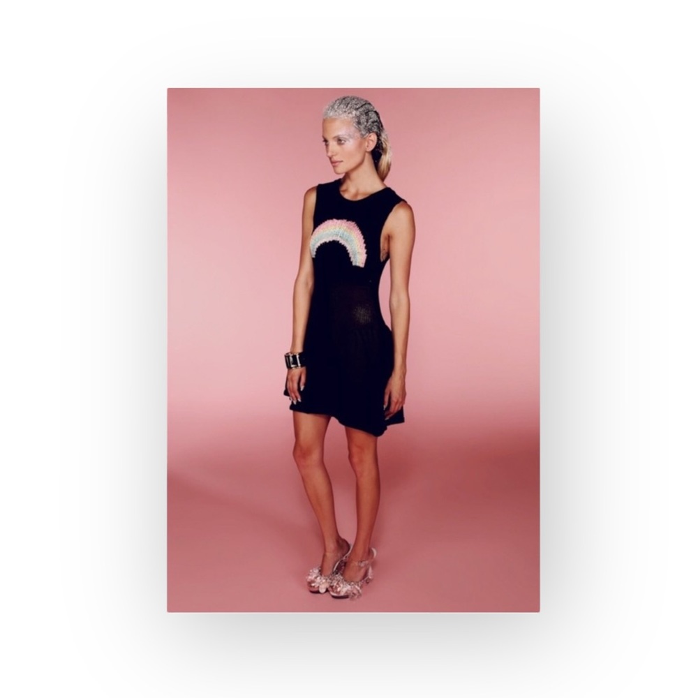 Deadstock: new Wildfox ☻ Little Rainbow Liv Knit Tank Mini Dress ☻︎ Black ☻ Med - Picture 13 of 16